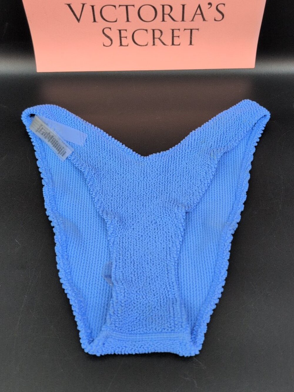 Victoria Secret Brazilian Crinkle Dipped V Front Bikini Bottom M/L Dream On Blue